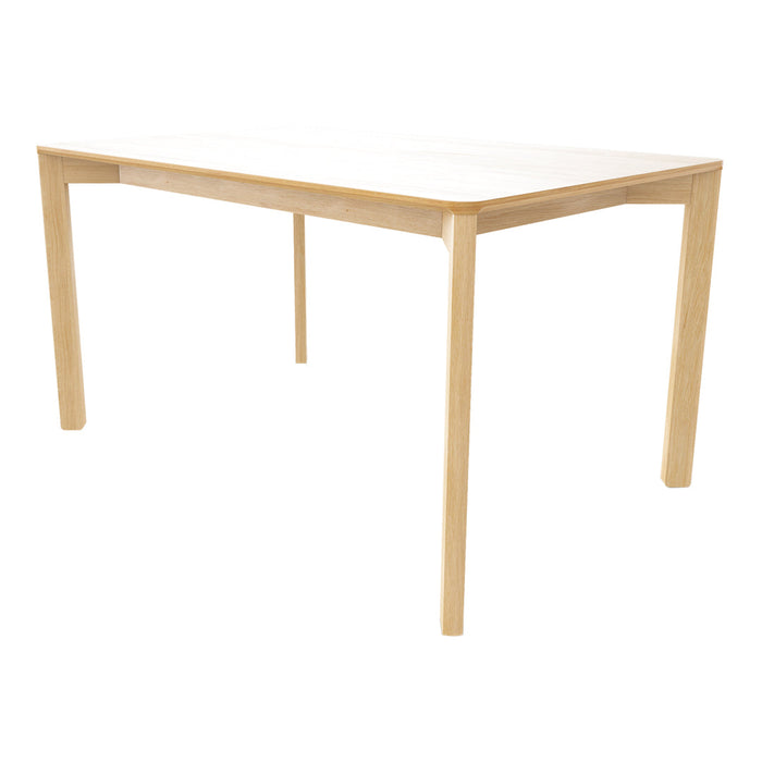 Light wood dining table with a smooth, minimalist design and natural finish, perfect for modern interiors.