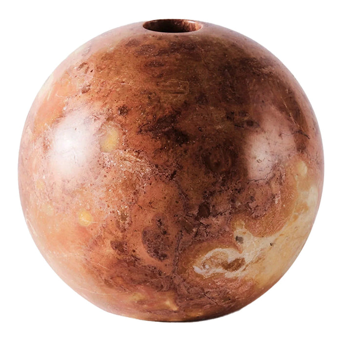 Round vase in warm earthy tones, featuring rich browns and subtle cream veining for a natural, organic look.