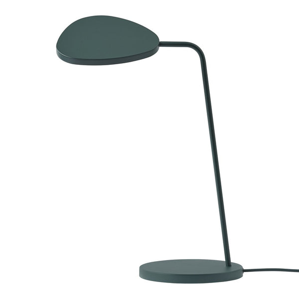 Modern green desk lamp with a sleek, minimalistic design and smooth, curved shapes. Perfect for contemporary spaces.