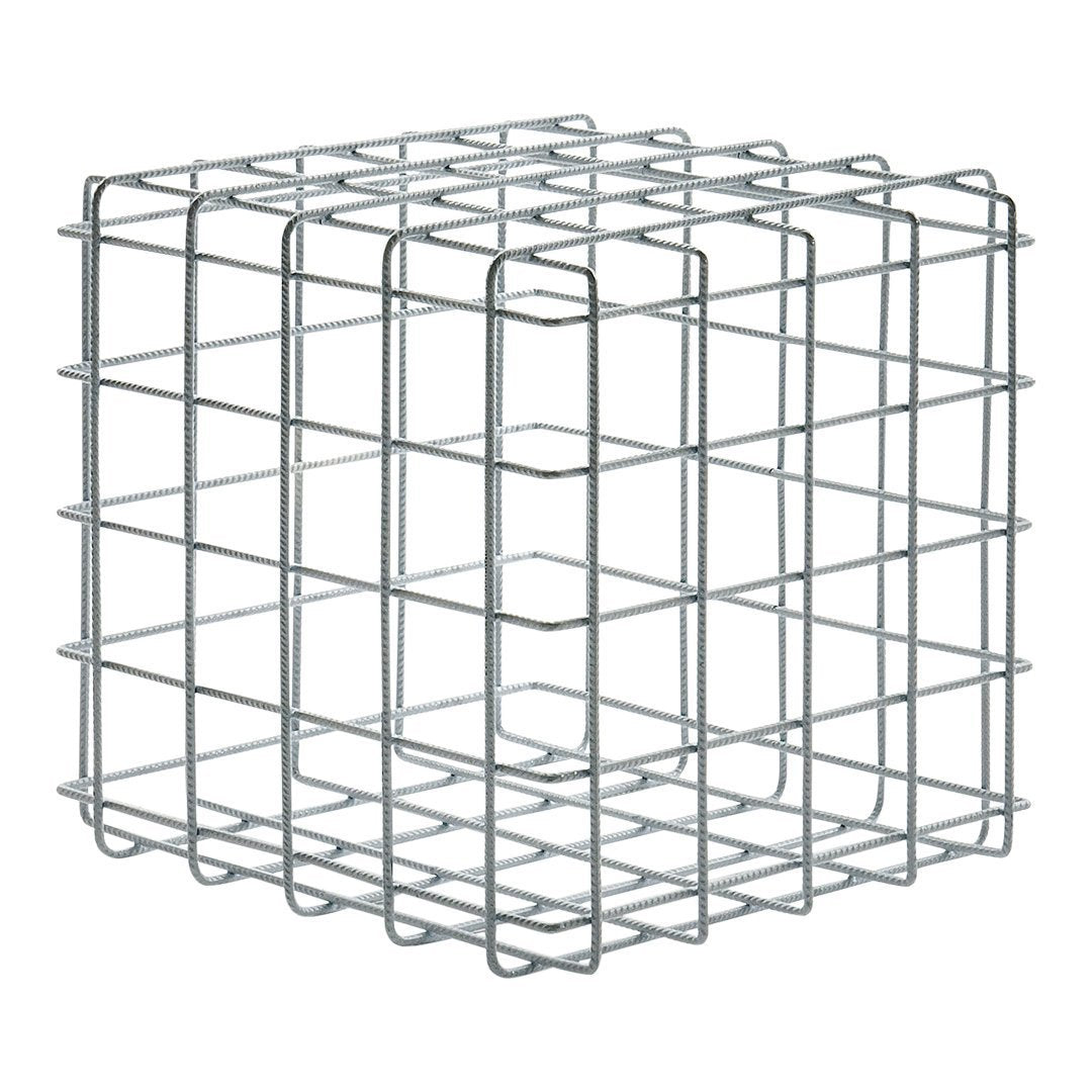 Metal wire storage cube in a silver finish with an open grid pattern, perfect for modern organization.