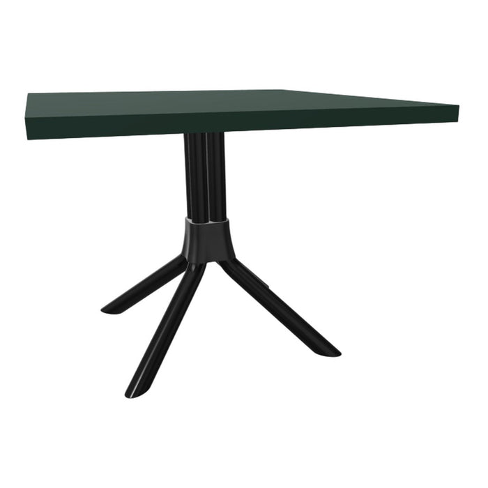 Green rectangular tabletop with a sleek black tripod base. Modern design with a minimalist color palette.