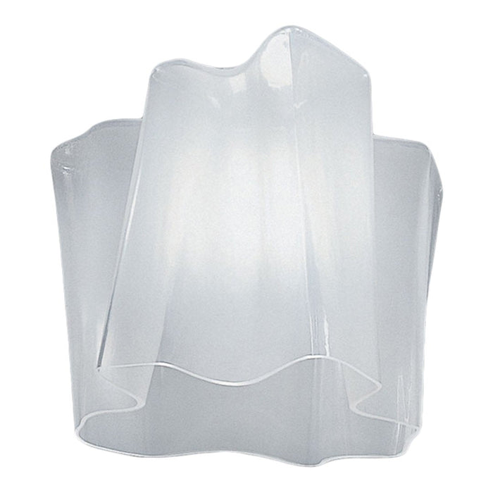 Translucent white lamp with a soft, flowing design and curved edges, creating an elegant and modern look.