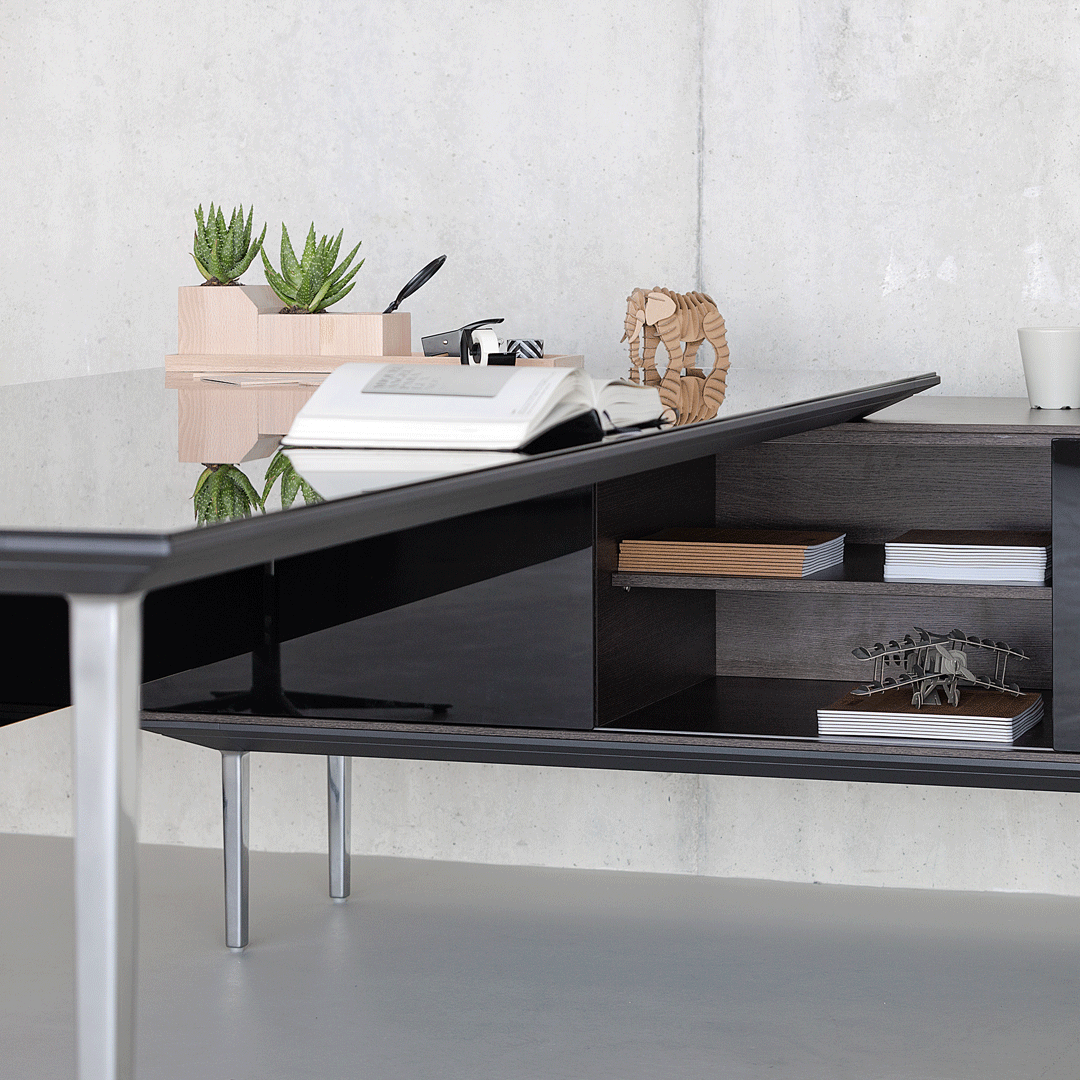 Longo Executive Desk w/ Storage Unit Support