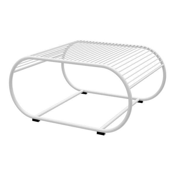 White metal wire coffee table with a sleek, modern design and open pattern, perfect for contemporary interiors.