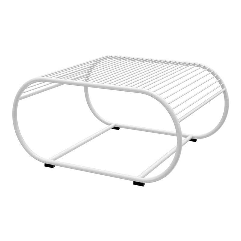 White metal wire coffee table with a sleek, modern design and open pattern, perfect for contemporary interiors.