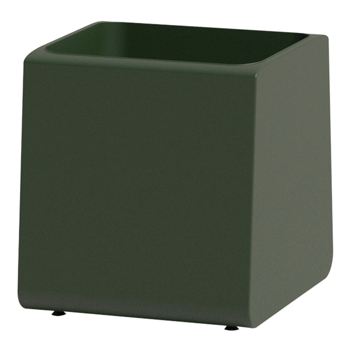 Matte dark green square planter with a sleek, modern design and no visible patterns.