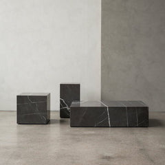 Marble Plinth End Table - Cubic