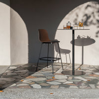 Seela Outdoor Bar Stool w/ Black Powder-Coated Frame