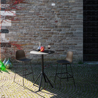 Seela Outdoor Bar Stool w/ Black Powder-Coated Frame