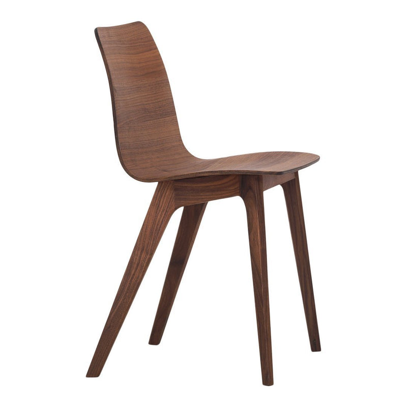 Stylish wooden chair in rich brown with a smooth, sleek finish and minimalist design. Ideal for modern decor.