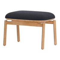 Black patterned upholstery with a light natural wood frame, perfect for modern interior decor.