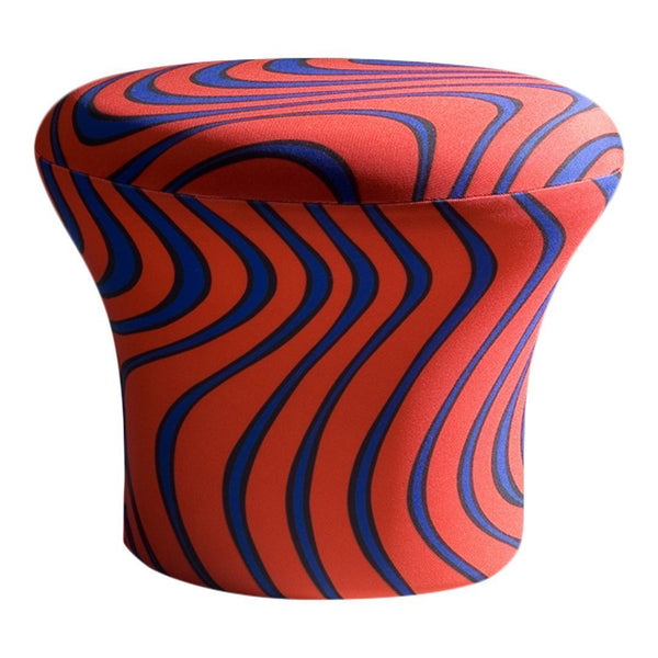 Red and blue swirled pattern stool with a modern design, perfect for adding a pop of color to any space.