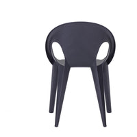Sleek black chair with a smooth finish and rounded edges, perfect for modern decor.
