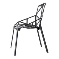 Stylish black chair featuring a geometric, open pattern for a modern, contemporary look. Ideal for minimalist spaces.