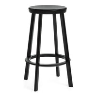 Stylish black wooden stool with a smooth finish and sleek legs, perfect for modern decor.