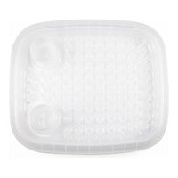 Clear plastic container with subtle textured dots and transparent design, showcasing a clean, minimalist aesthetic.