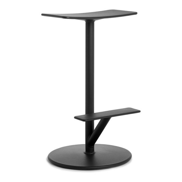 Stylish black standing desk with a minimalistic design and sleek, smooth surface for a modern aesthetic.
