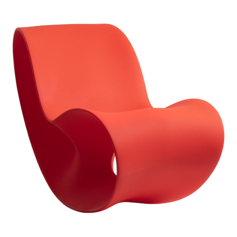 Bright orange curvy chair with a smooth, modern design, perfect for adding a pop of color to any space.