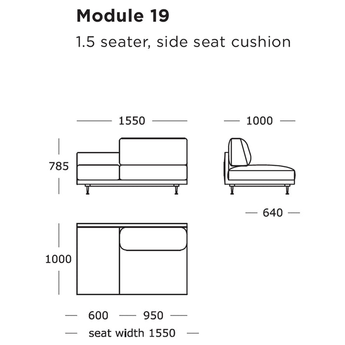 "Stylish 1.5 seater sofa in a modern design, showcasing a minimalist pattern in neutral tones."