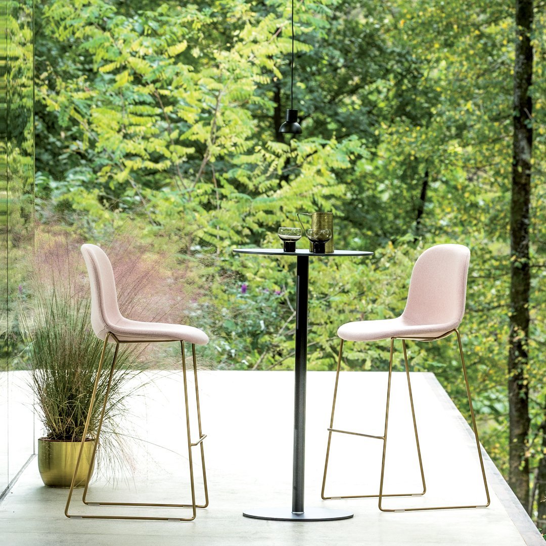 Mani Bar Stool - Stackable Sled Base - Upholstered