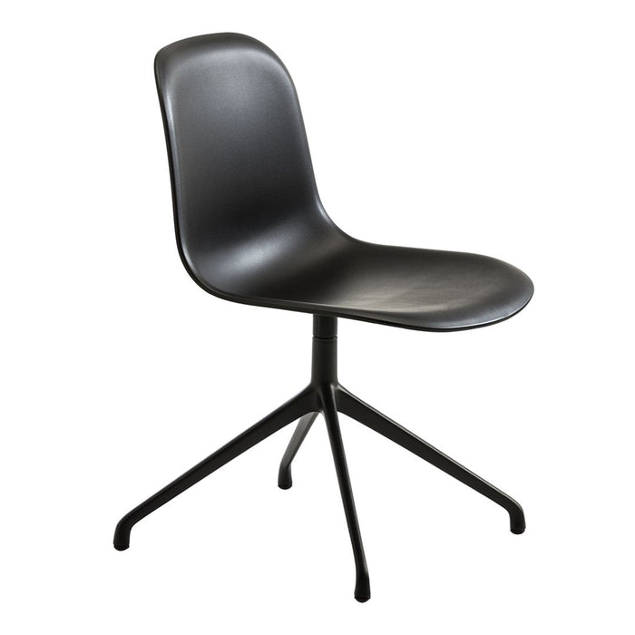Sleek black dining chair with a modern minimalist design and smooth finish. Ideal for contemporary interiors.
