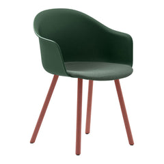 Mani Plastic Armshell Armchair - Cherry Ash Base - Seat Upholstered