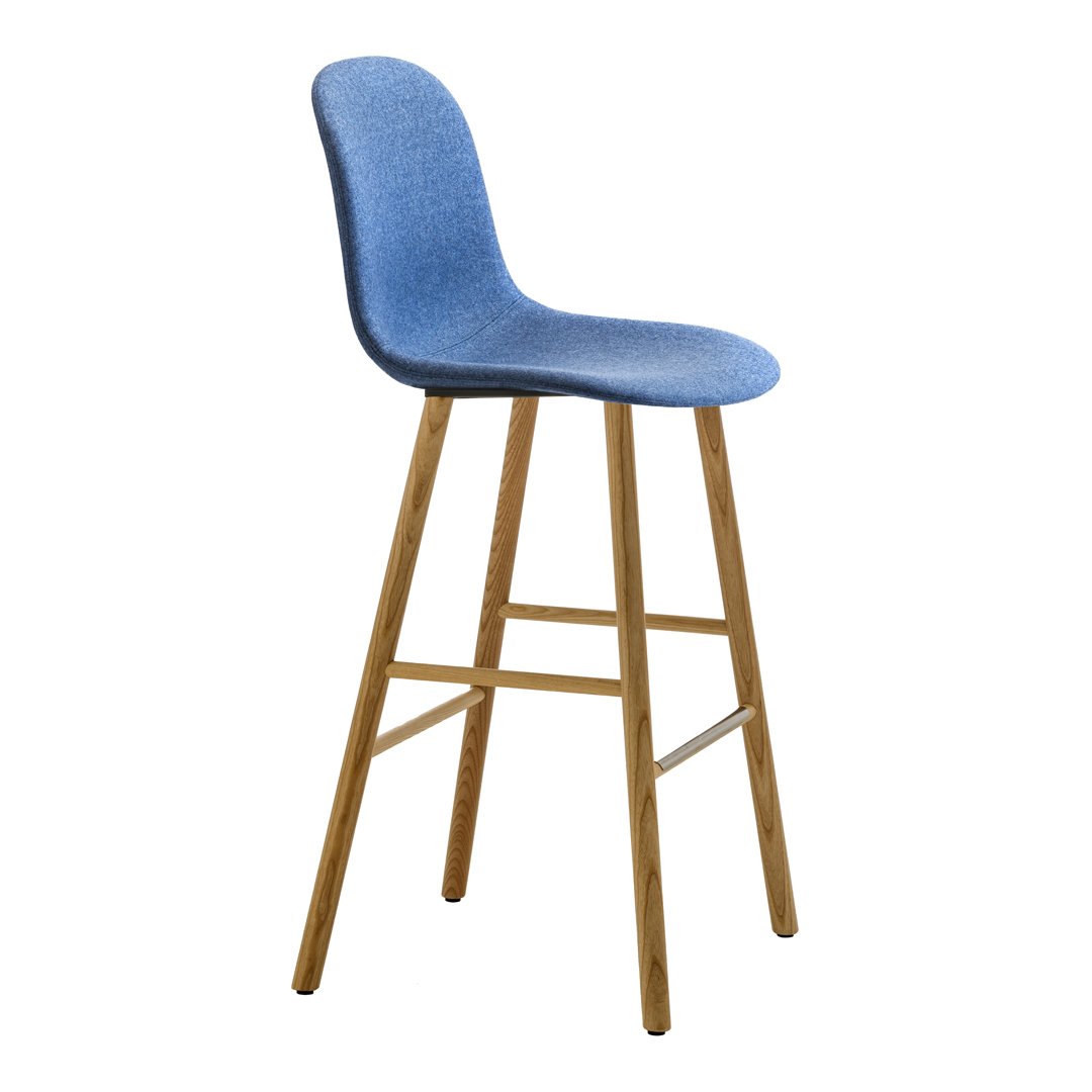 Mani Bar Stool - Wood Legs - Upholstered