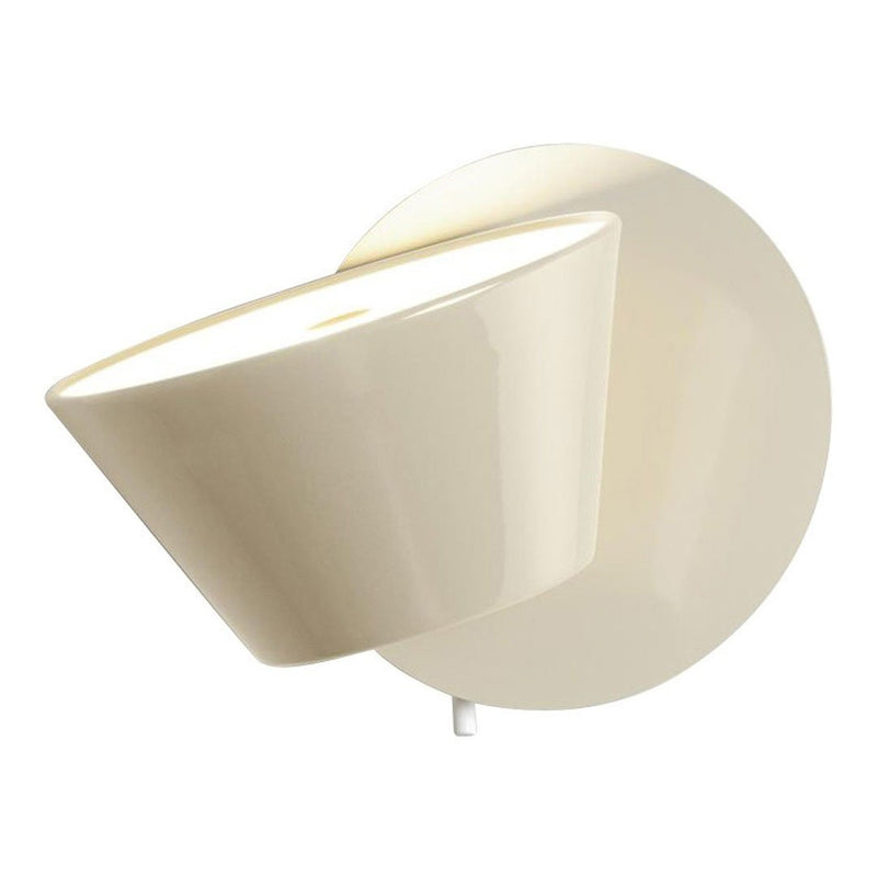 Cream-colored wall lamp with a sleek, modern design and a matte finish, featuring a unique conical shape.