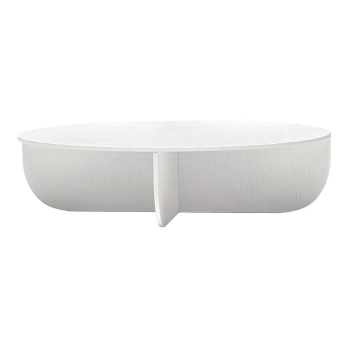 Sleek white oval plate with a minimalist design and smooth surface, perfect for modern table settings.