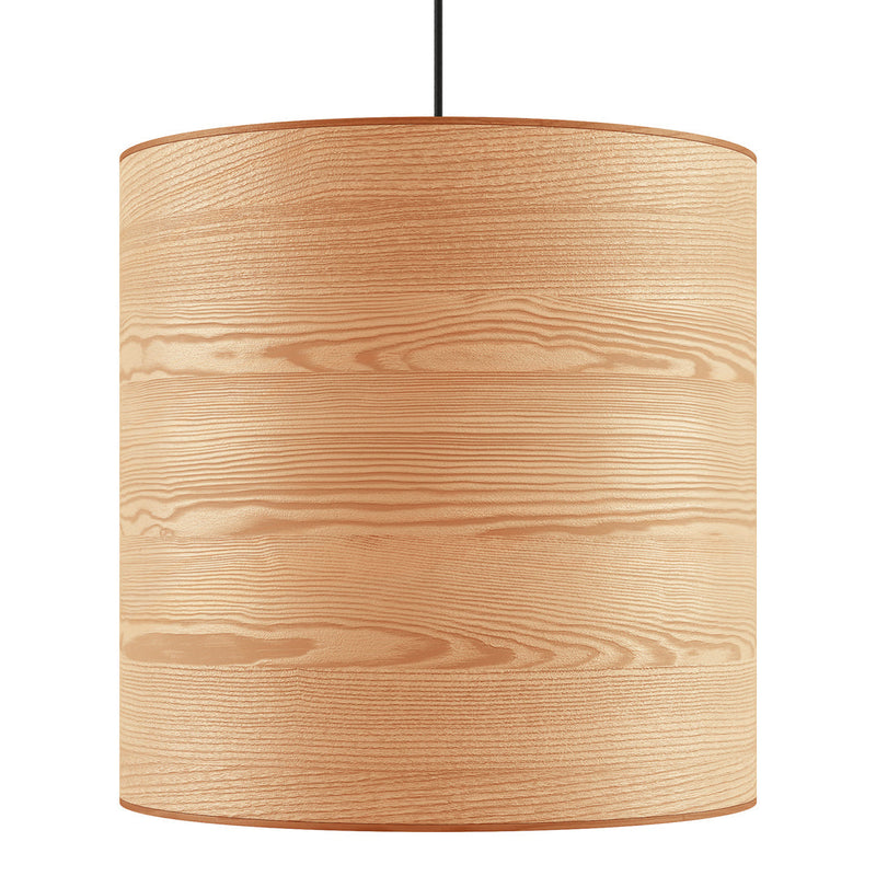 Natural wood grain pendant lamp in light beige with horizontal lines and smooth finish. Perfect for modern interiors.