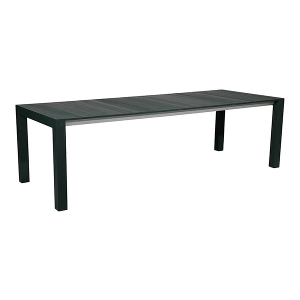 "Solid dark green table with a sleek, minimalistic design and textured surface."