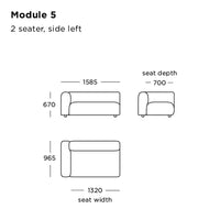 Minimalist 2-seater sofa design with clean lines, available in soft gray upholstery for a modern touch.