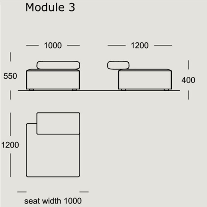 "Modular sofa design with clean lines and minimalist style in soft neutral tones, perfect for modern living spaces."