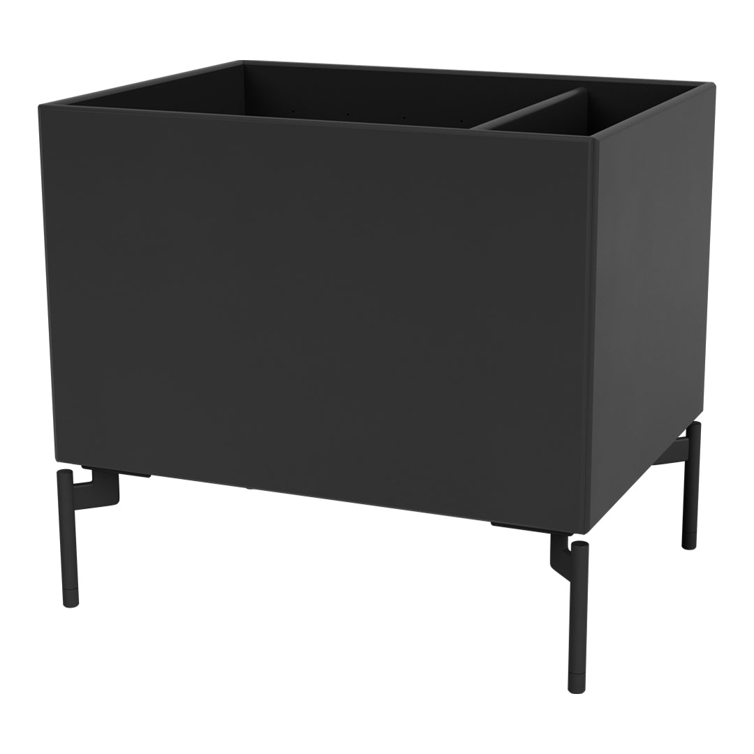 Sleek black planter box with minimalist design and stylish metal legs. Perfect for modern decor.