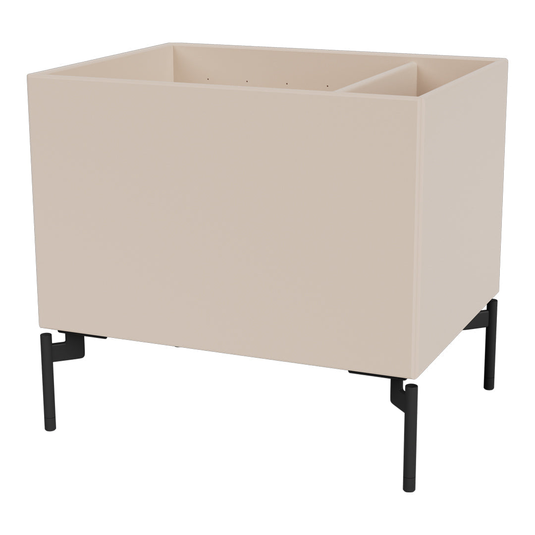 Beige planter box with a matte finish and sleek black legs, featuring a minimalist design.