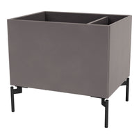 Gray rectangular planter with a smooth finish, featuring black metal legs for a modern touch.