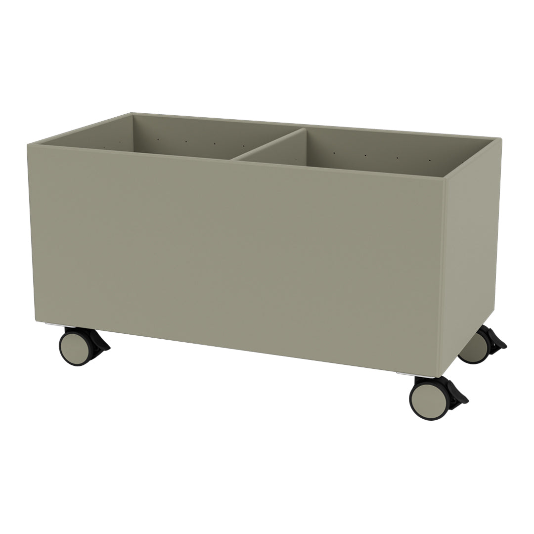 Soft gray storage cart with a sleek, minimalist design and smooth rolling wheels for easy mobility.