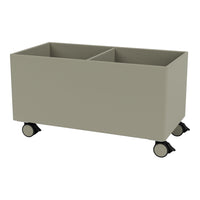 Soft gray storage cart with a sleek, minimalist design and smooth rolling wheels for easy mobility.
