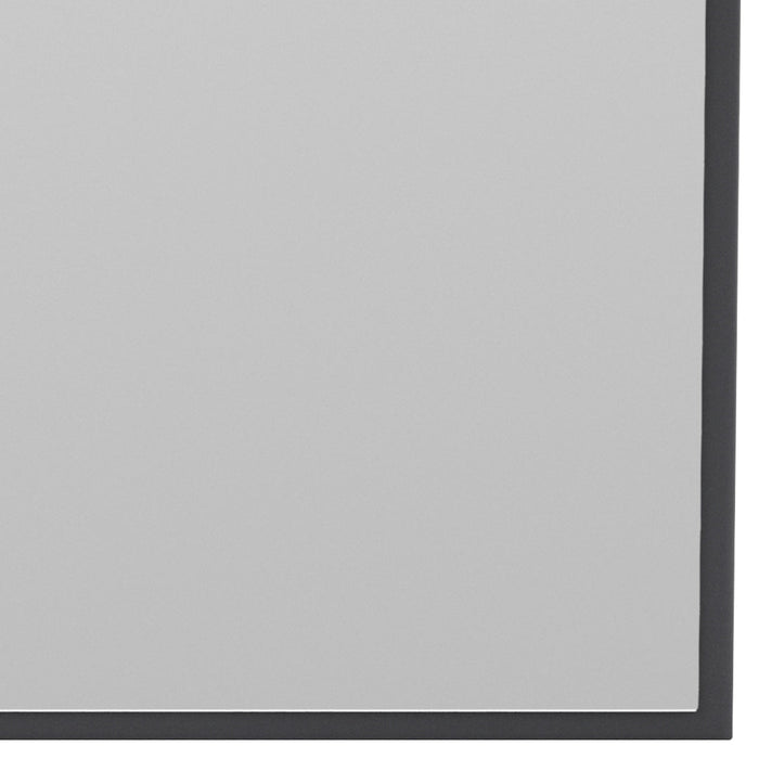 Gray mirror with a sleek black frame, perfect for modern decor.