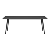 Black rectangular table on a white background