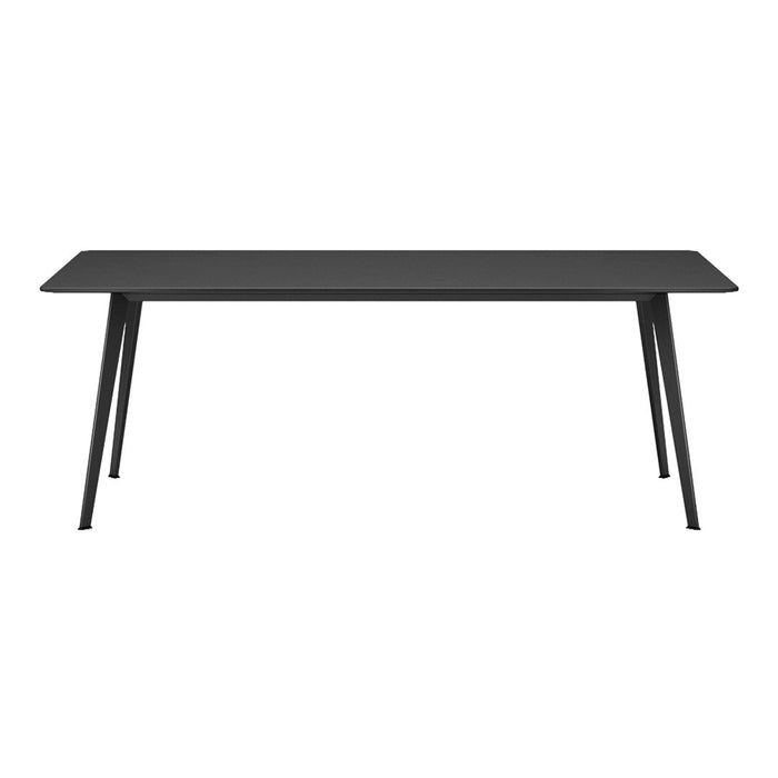 Black rectangular table on a white background