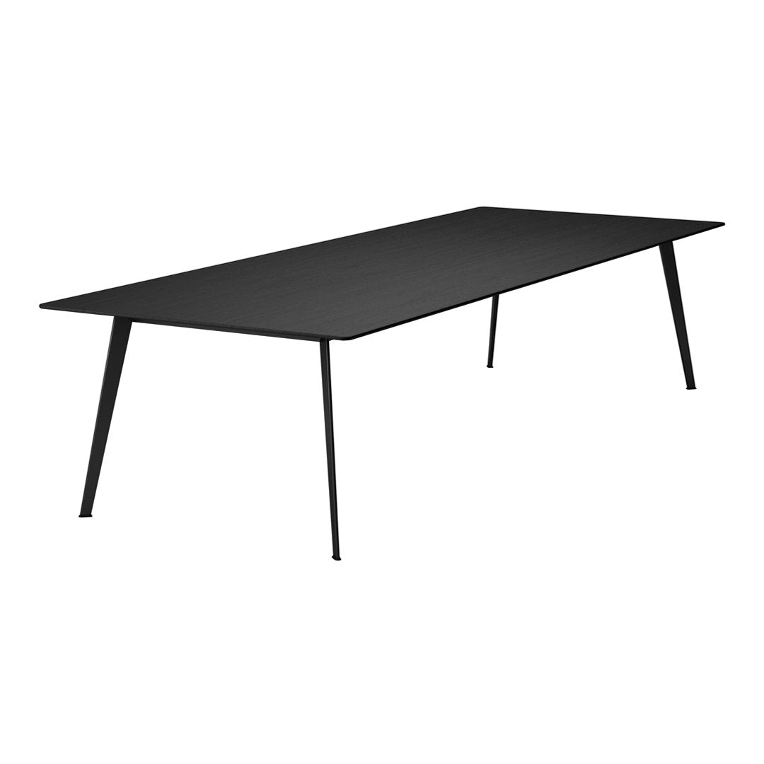 Sleek black rectangular dining table with minimalist design and matte finish. Perfect for modern interiors.