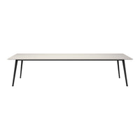 Light gray tabletop with subtle texture, paired with sleek black legs for a modern, minimalist aesthetic.