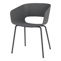 Modern gray chair with a ribbed pattern and sleek metal legs, perfect for contemporary decor.