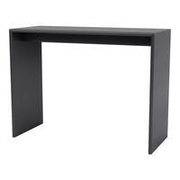 Sleek black console table with a minimalist design and smooth matte finish, perfect for modern decor.