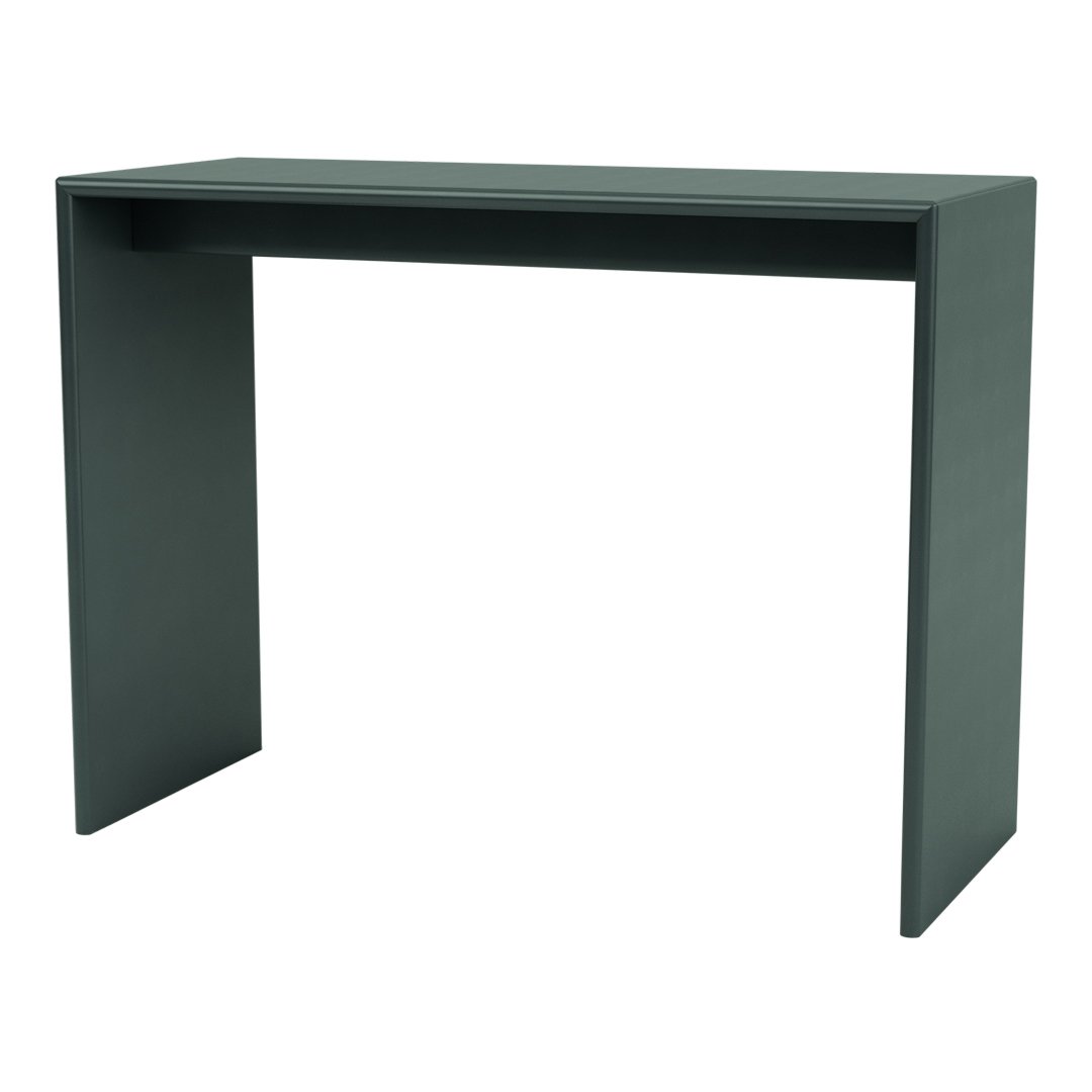 Sleek dark green desk with a minimalist design and smooth, matte finish. Perfect for modern spaces.