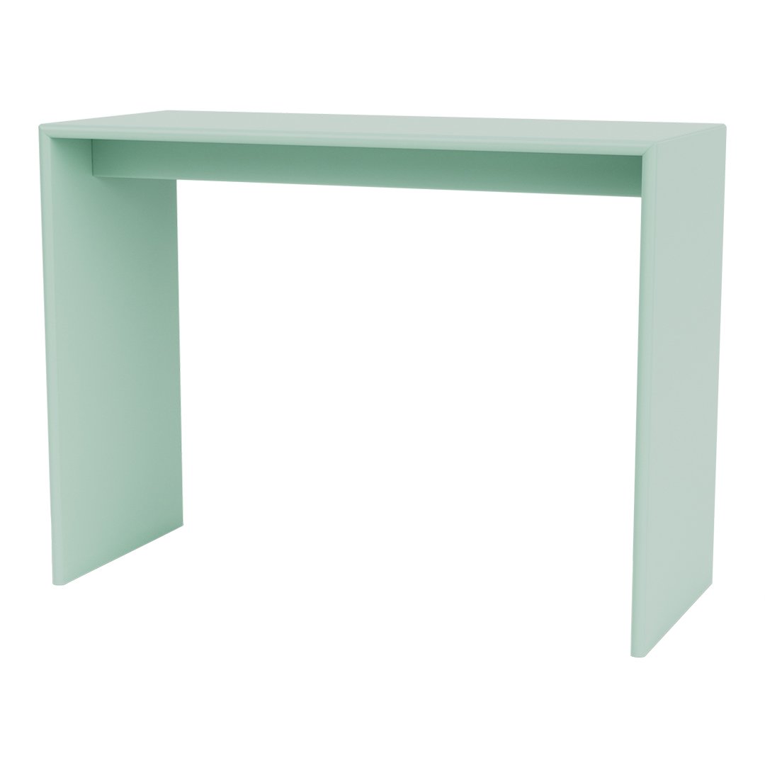 Mint green minimalist console table with a sleek, modern design and smooth, matte finish.