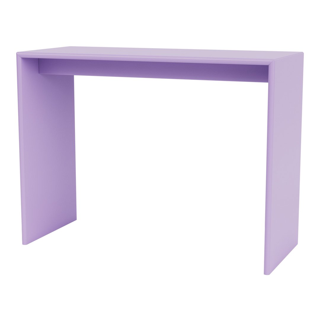 Purple minimalist console table with a sleek, solid finish and clean lines. Perfect for modern decor.