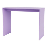 Purple minimalist console table with a sleek, solid finish and clean lines. Perfect for modern decor.