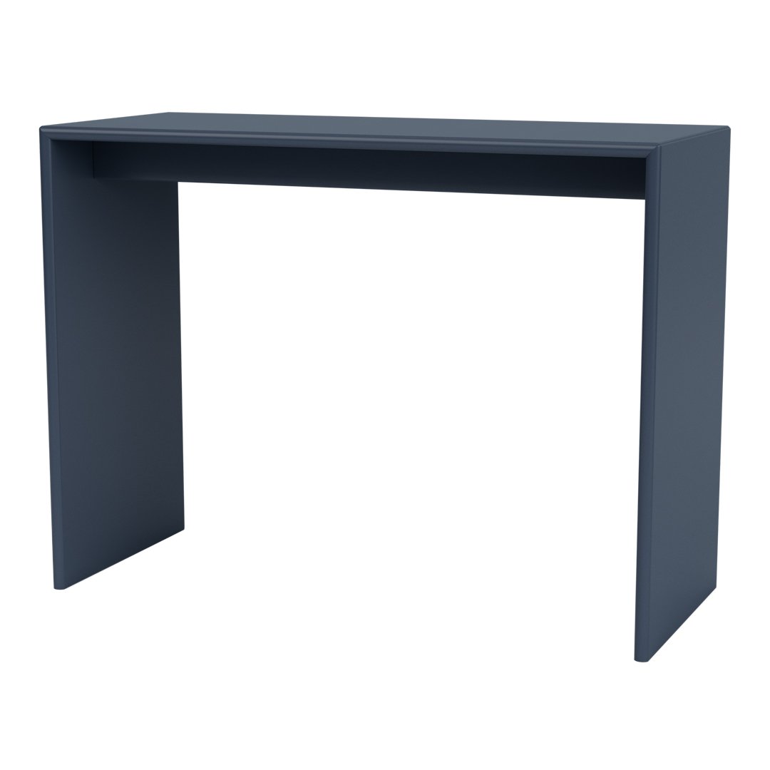 Sleek navy blue desk with a minimalistic design and solid matte finish, ideal for modern spaces.